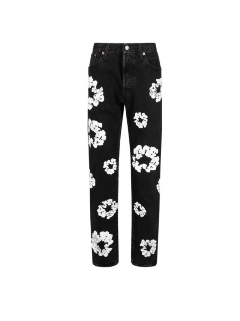 Denim Tears black jeans with white floral print, size 32 #denimtears #floral